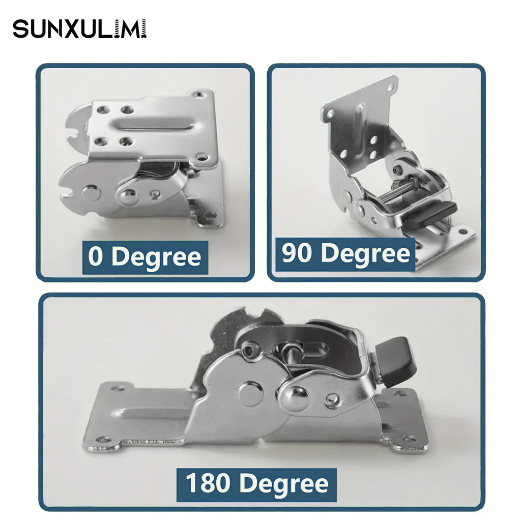 Folding table leg hinge with locking mechanism; heavy-duty folding hinge with 180-degree self-locking mechanism, for table legs