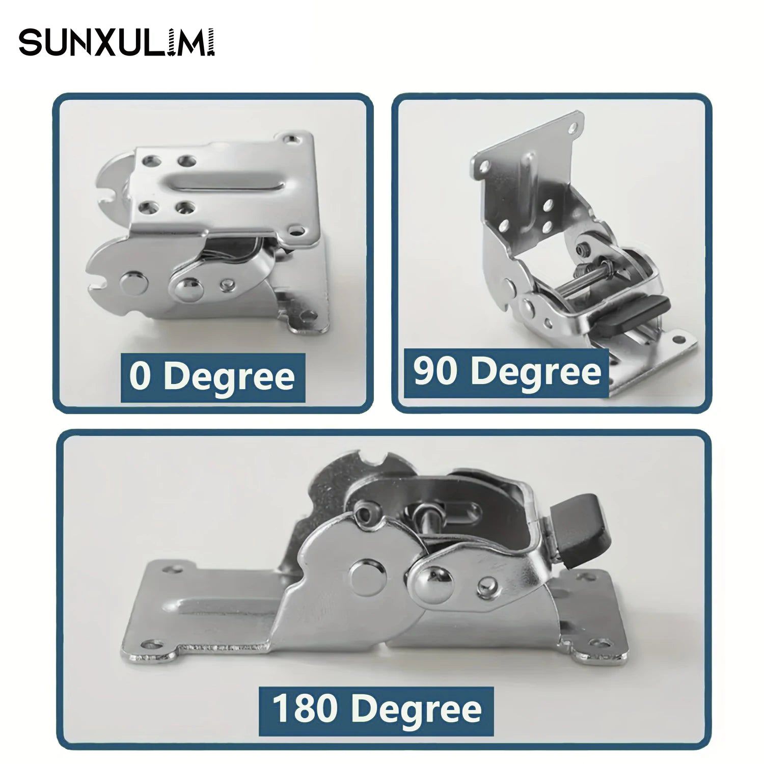 Folding table leg hinge with locking mechanism; heavy-duty folding hinge with 180-degree self-locking mechanism, for table legs