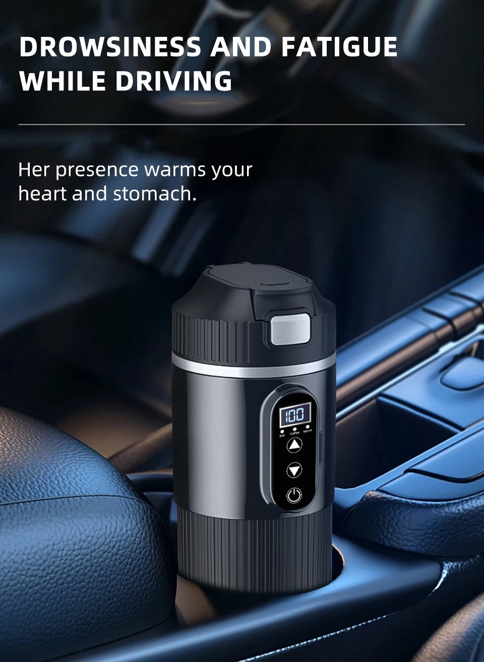Car Thermos Cup 500ml Large Capacity 12V/24V Car Truck Universal Heating Cup Stainless Steel Car Electric Heating Cup
