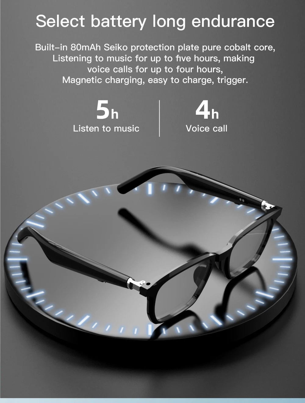 Wireless Bluetooth Headphones  Bluetooth Calling Smart Glasses Music Playback Anti-blue light glasse Waterproof Business glasses
