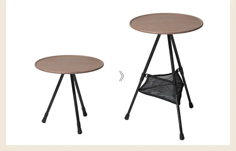 Telescopic Folding Round Table Outdoor Three-legged Dining Table Portable Aluminum Alloy Coffee Table Hike Picnic Liftable Table