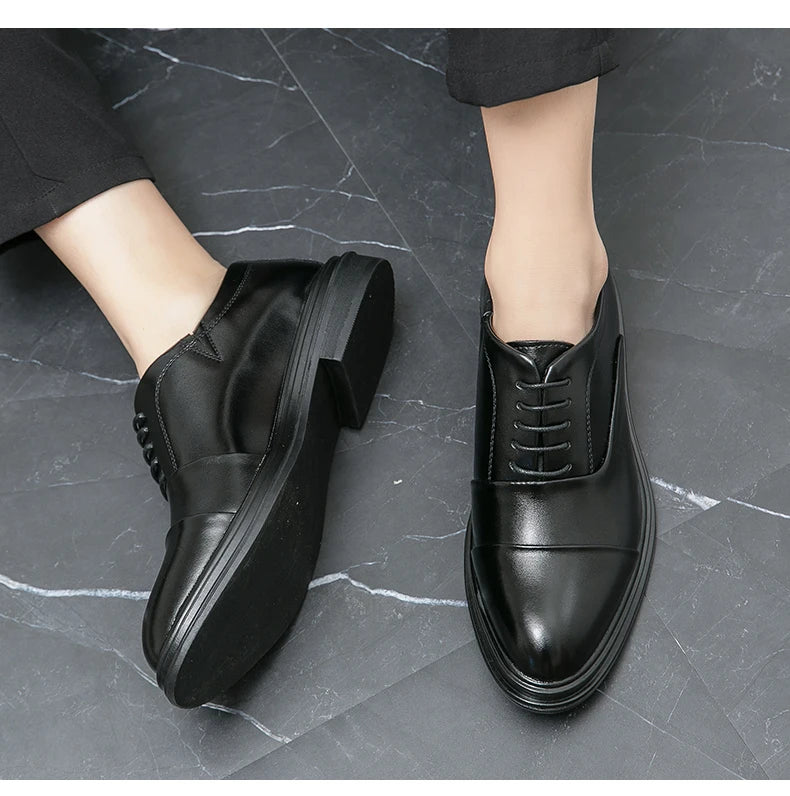Man Casual Business Shoes Men Patchwork Leather Oxfords Fashion Dress Flats Leisure Office Men's Formal Wedding Shoes