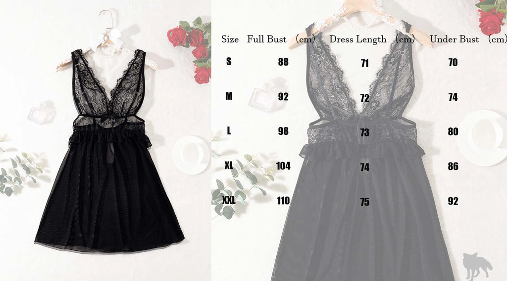 Sexy transparent black lingerie, women's lace nightgown,women's sexy sleeveless nightgown with mesh fabric, V-neckline.lingerie