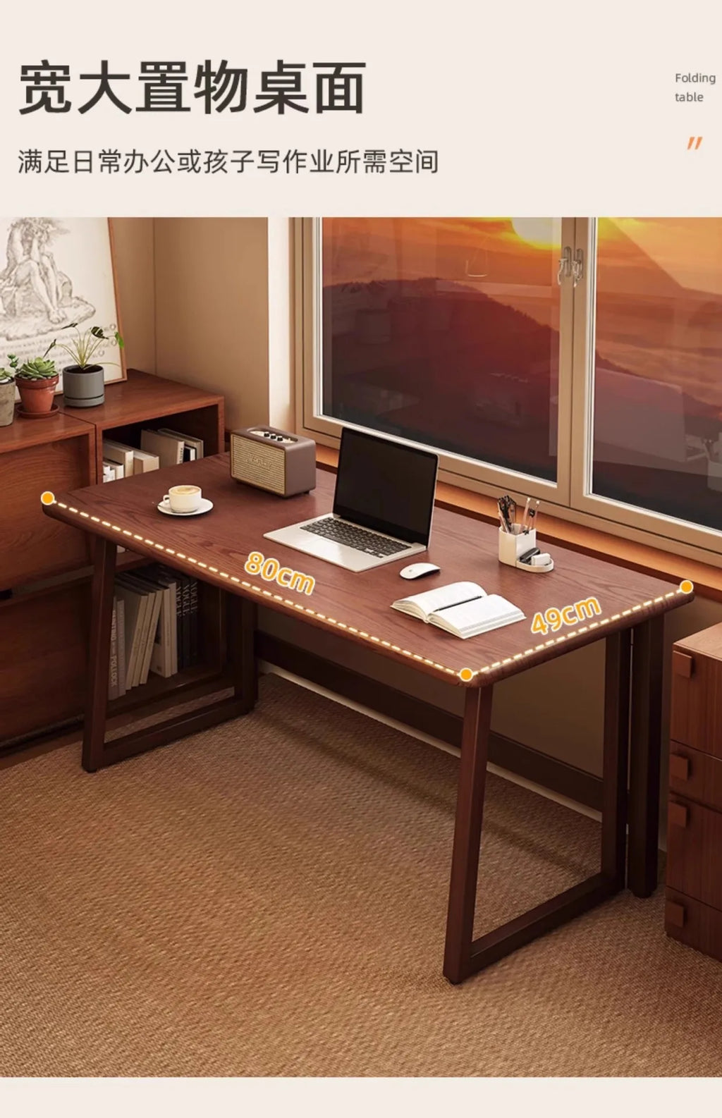 Small apartment folding desk integrated against the wall rectangular table rental room folding computer desk
