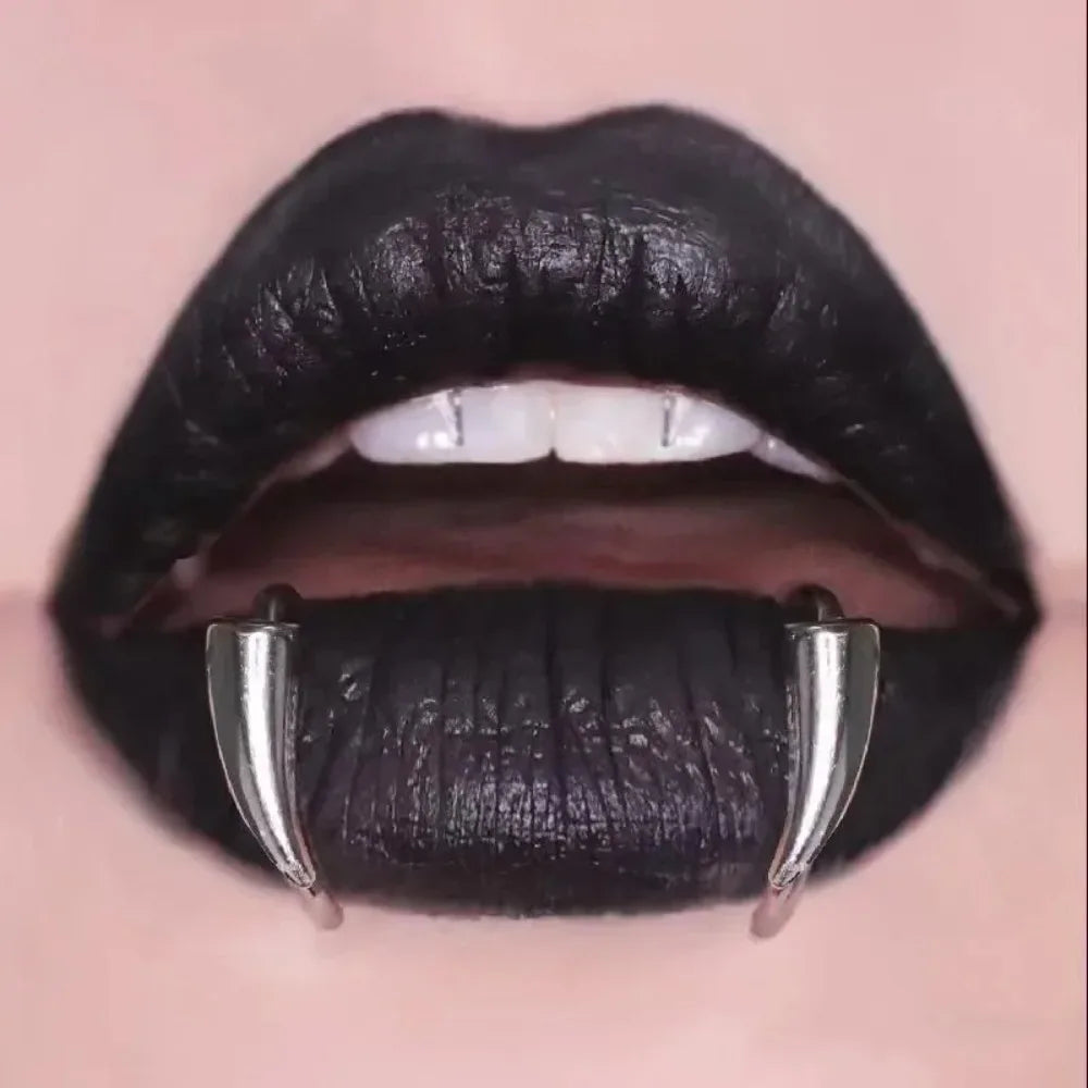 Stainless Steel Personalised Sharp Teeth Fake Piercing Lip Ring Punk Exaggerated Jewelry for Women Gothic Face Jewelry Decor