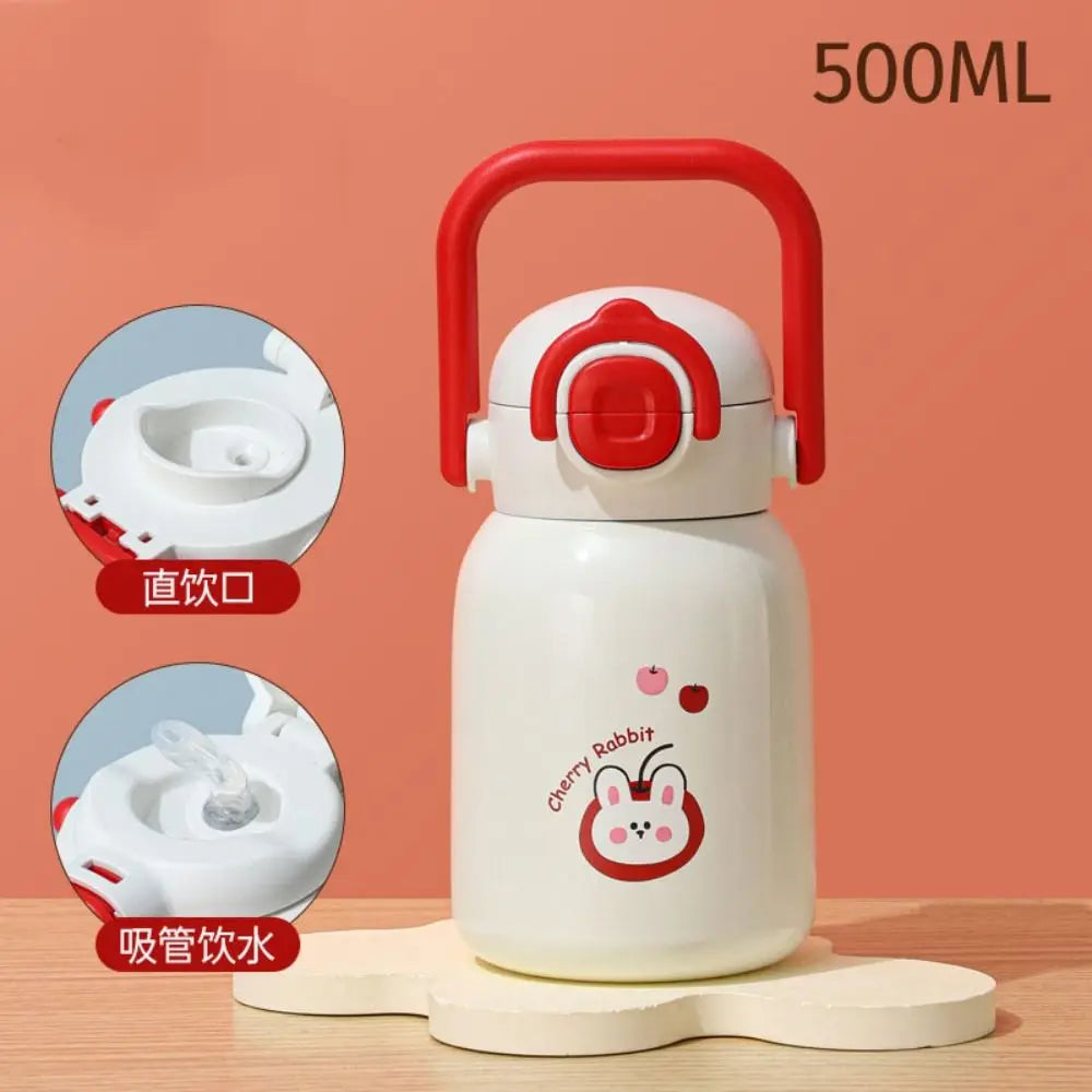 Stainless Steel Travel Thermal Cup Keeps Cold and Heat 500ML Dual Drink Vacuum Flask Portable Drinking Kettle Coffee Thermos Mug