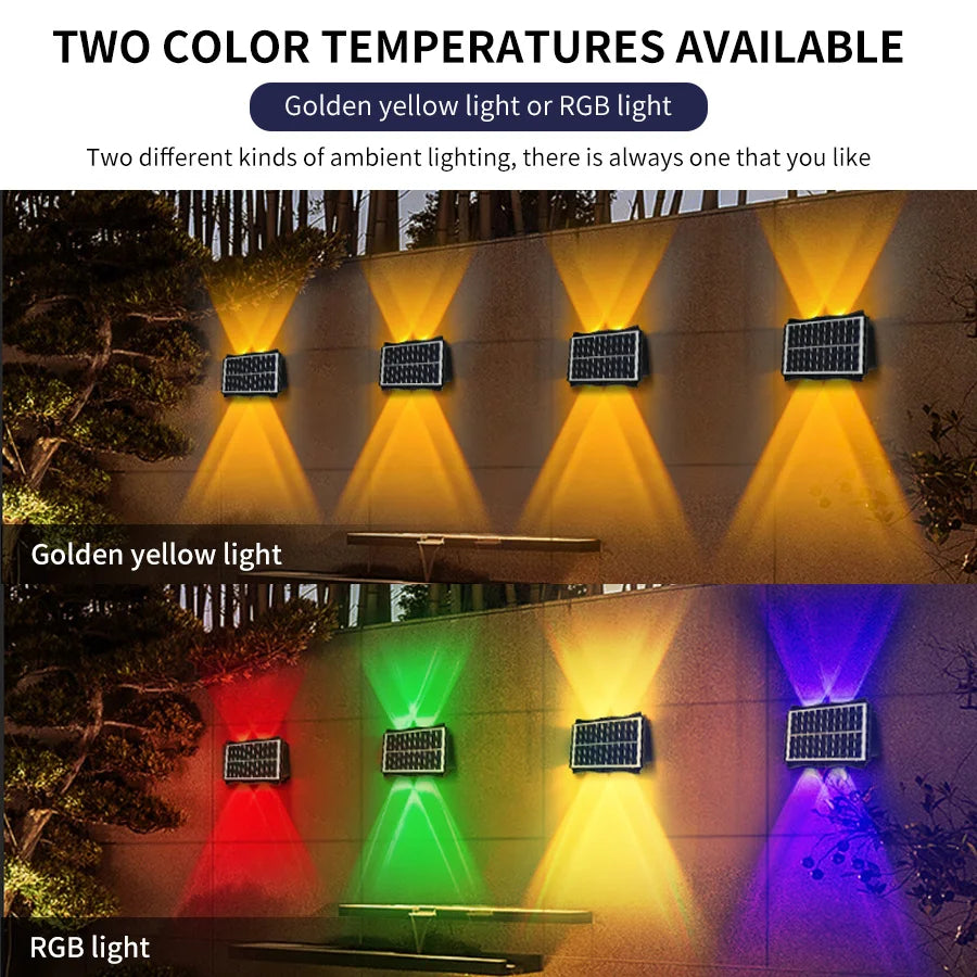 Solar LED Light Wall Lamp Outdoor Waterproof High Brightness Up and Down Luminous Lighting for Outdoor Garden Decoration