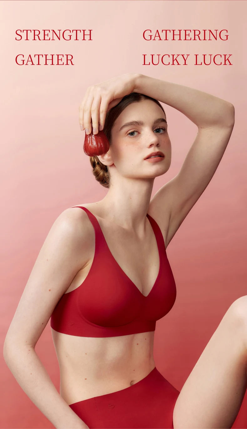 SUJIIN Women's 2 Piece Bra and Panty Set Comfortable Push Up Wireless Seamless Soft Support Bra Female Invisible Underwear Women
