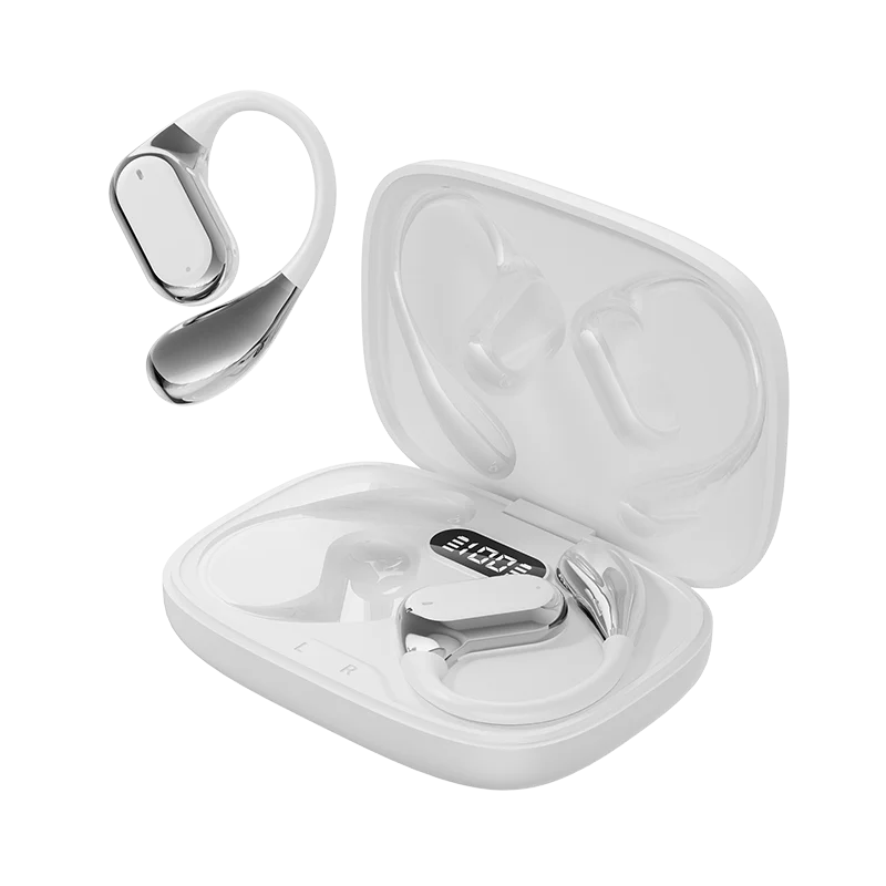 Bluetooth 5.4 headphones, over-ear ear hooks, noise-reducing sports headphones, 360° rotatable wireless headphones, with microph
