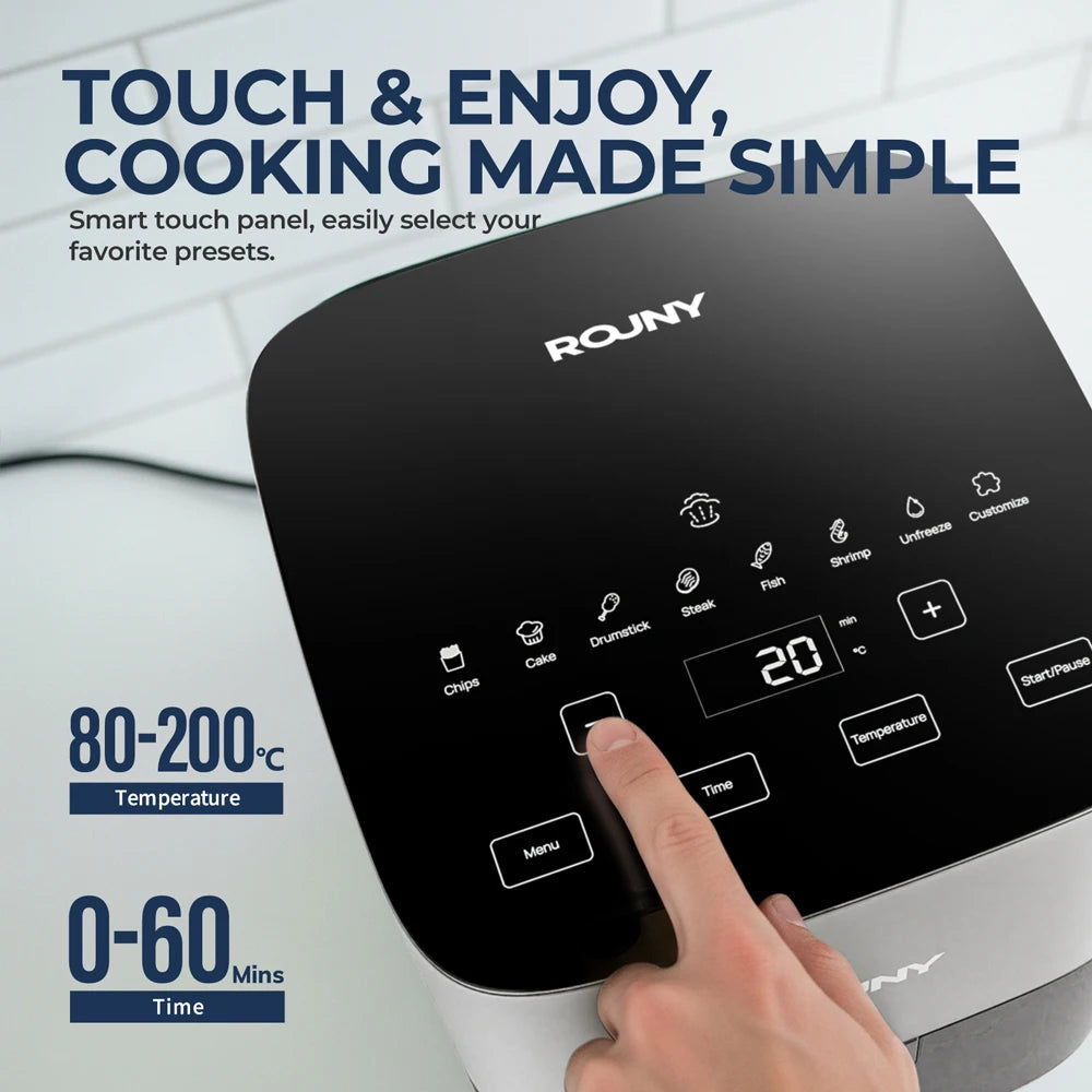 Digital Air Fryer 1450W 5L Oil-Less Cooker, Touch Control Air Fryer Oven with Visible Window for Home