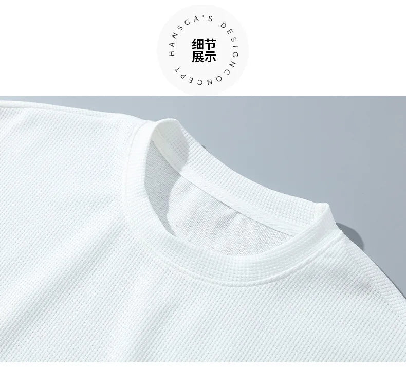 2025 Men's Sports Set Casual T-shirt and Shorts Loose and Comfortable Summer Waffle Set Jogging Set