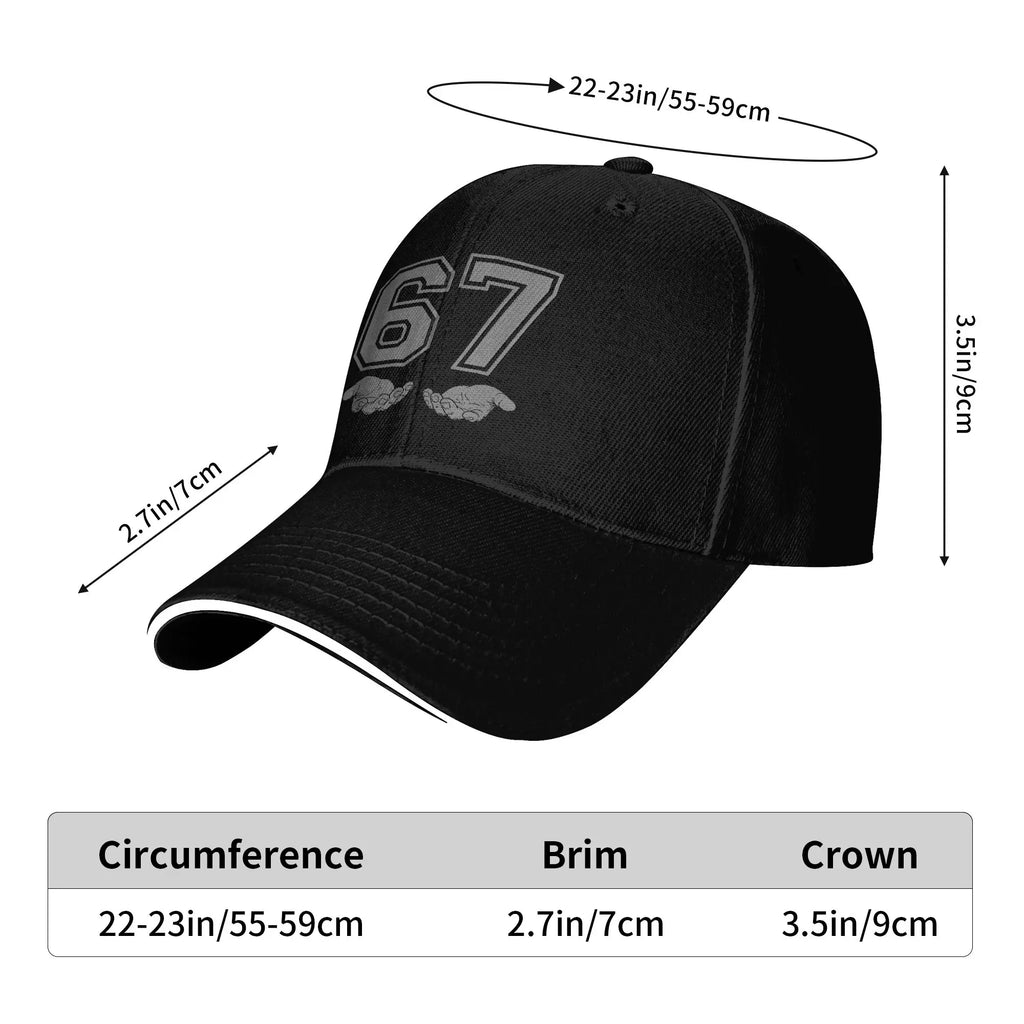 Summer Funny 67 Meme Baseball Cap  Outdoor Sport Classic Design Sun Trucker Hat Couple Women Sunscreen Snapback Cap