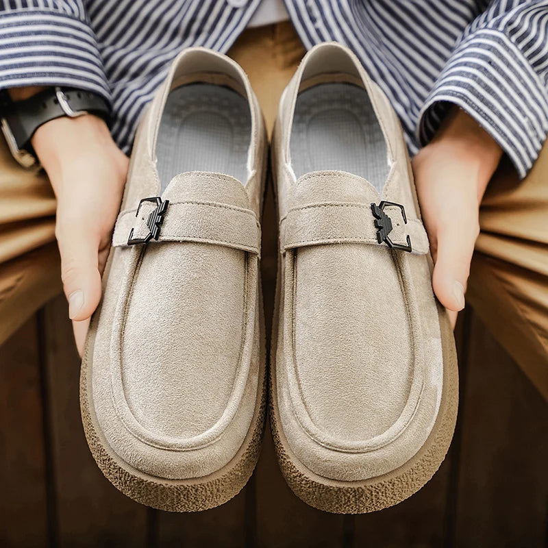New autumn and winter men's shoes high-quality suede casual shoes British style thick soled board shoes fashionable slippers
