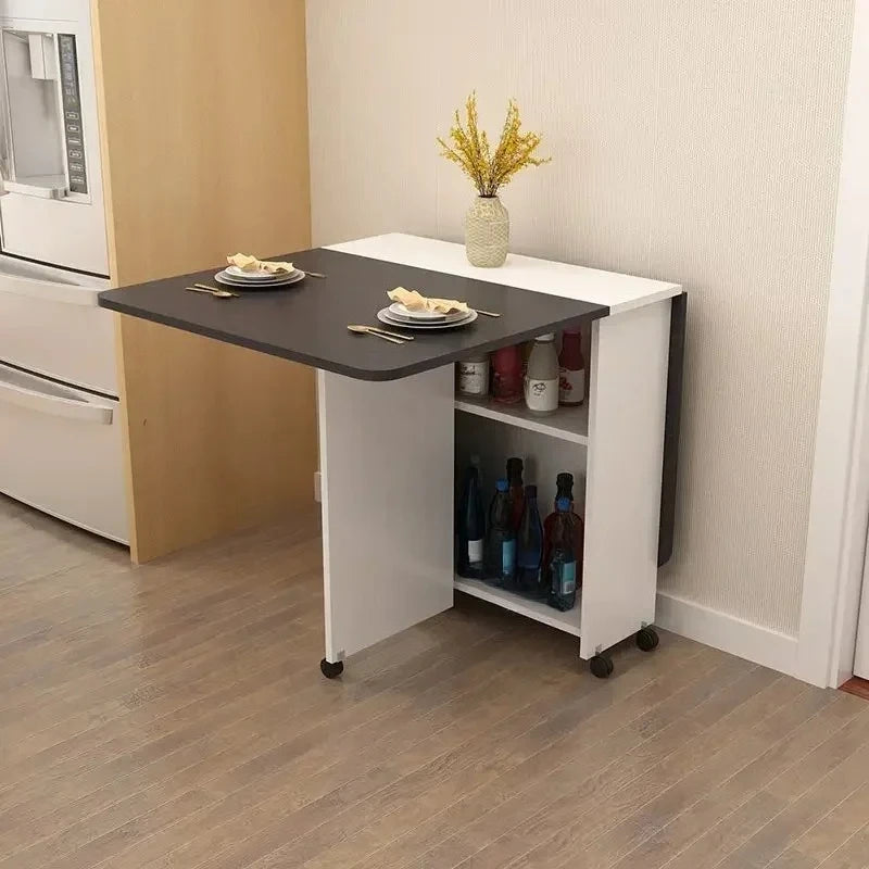 Folding Dining Table for Home Use, Small Apartment, Simple Multi-Functional Mobile Rectangular Dining Table