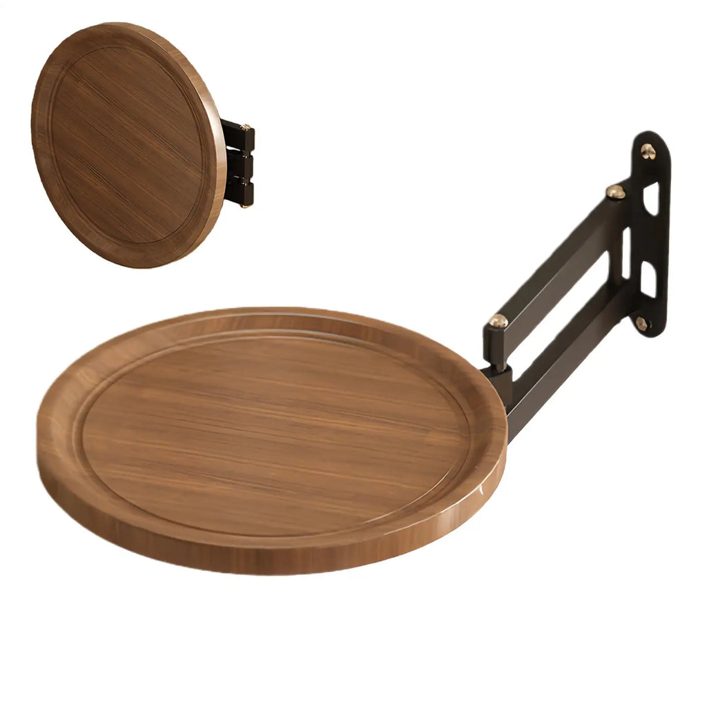 Folding Wall Table For Bed Retractable Wall-Mounted Desk Small Round Desk Wall Mounted tray Rotatable Bedside Storage Holder