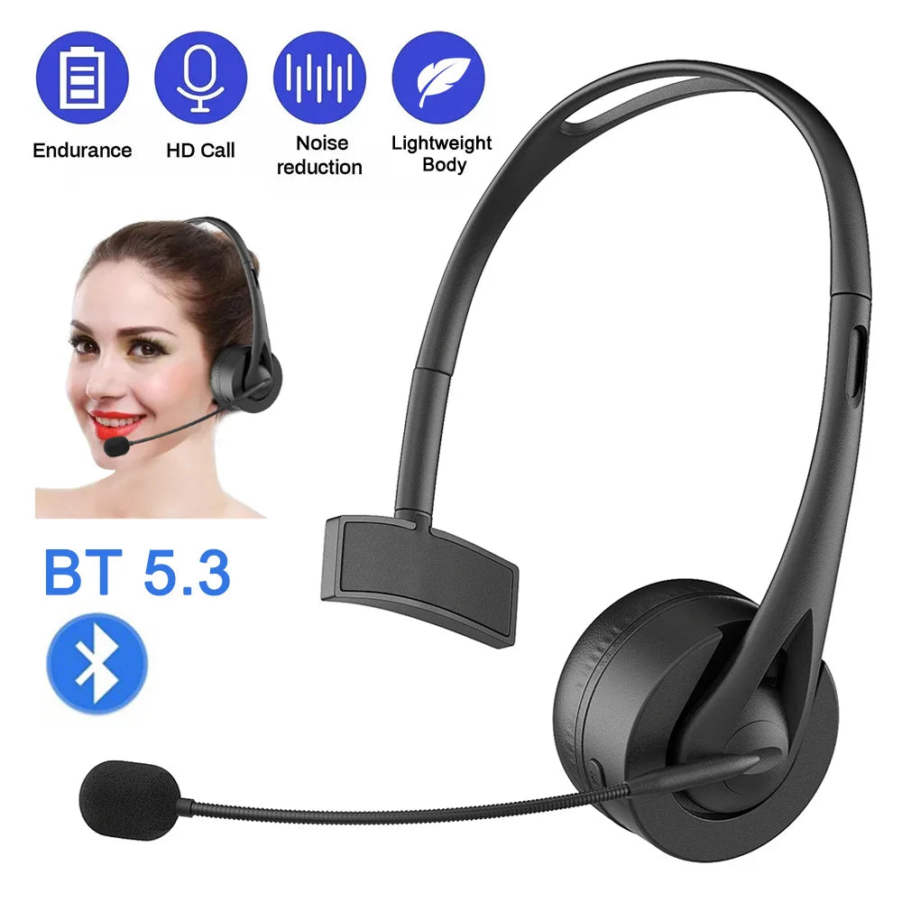 Bluetooth 5.3 Truck Driver Headset Wireless With Noise-cancelling Microphone Wireless Headphones For Mobile And PC Stereo