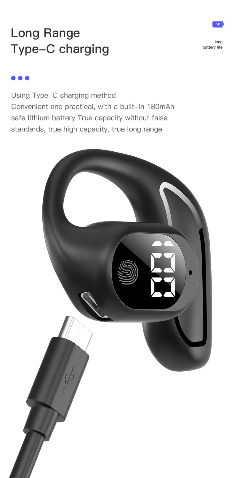 Wireless Headphone Bluetooth 5.3 Headset Hands-free Noise Control Stereo Music Earphone With Mic Work On All Smartphone