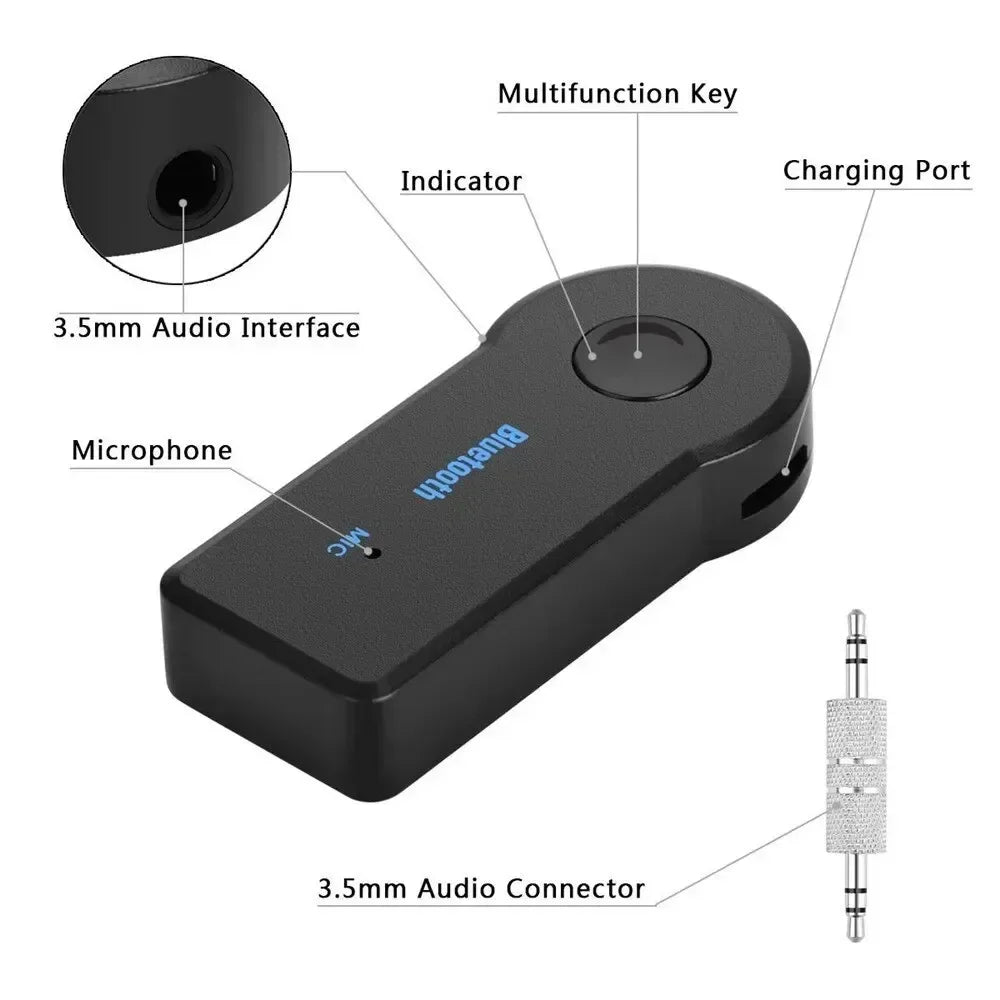 Wireless Bluetooth AUX Car Bluetooth 5.0 Receiver,3.5mm Socket Adapter,Audio Converter Mobile Phone Hands-Free Stereo