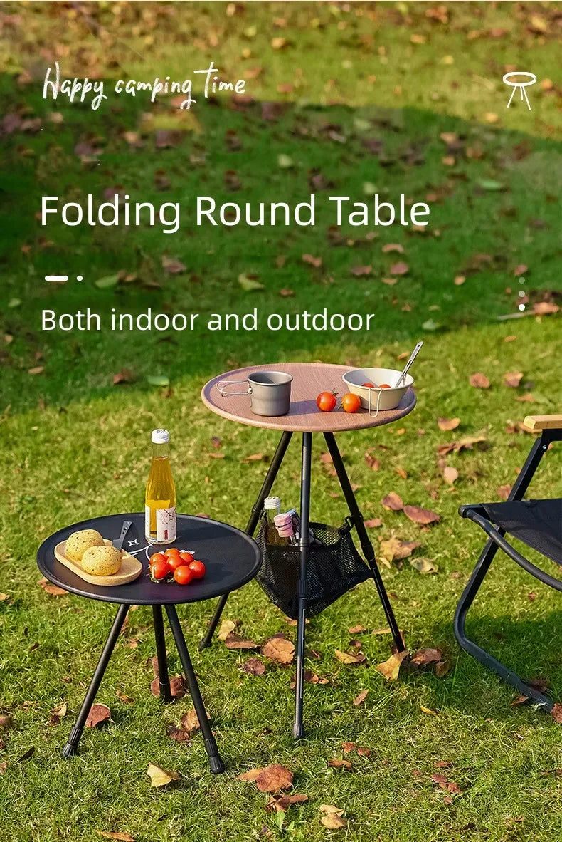 Telescopic Folding Round Table Outdoor Three-legged Dining Table Portable Aluminum Alloy Coffee Table Hike Picnic Liftable Table