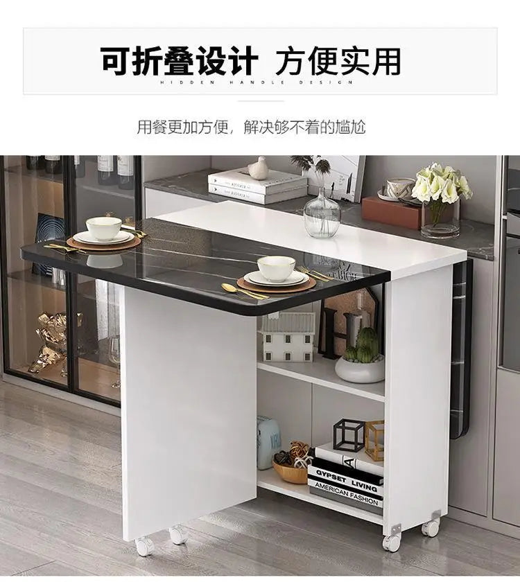 Folding Dining Table for Home Use, Small Apartment, Simple Multi-Functional Mobile Rectangular Dining Table
