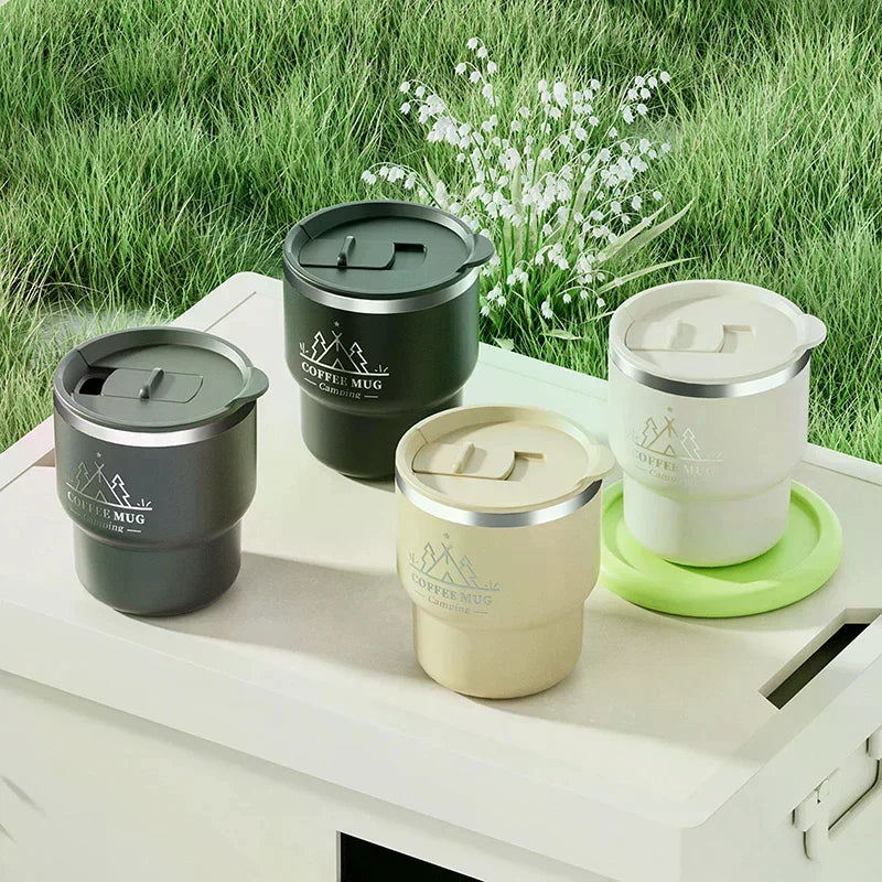 400ML Thermal Cup 304 Stainless Steel Double Layer Insulated Water Cup Office Milk Coffee Mug Student Portable Sealed Tumbler