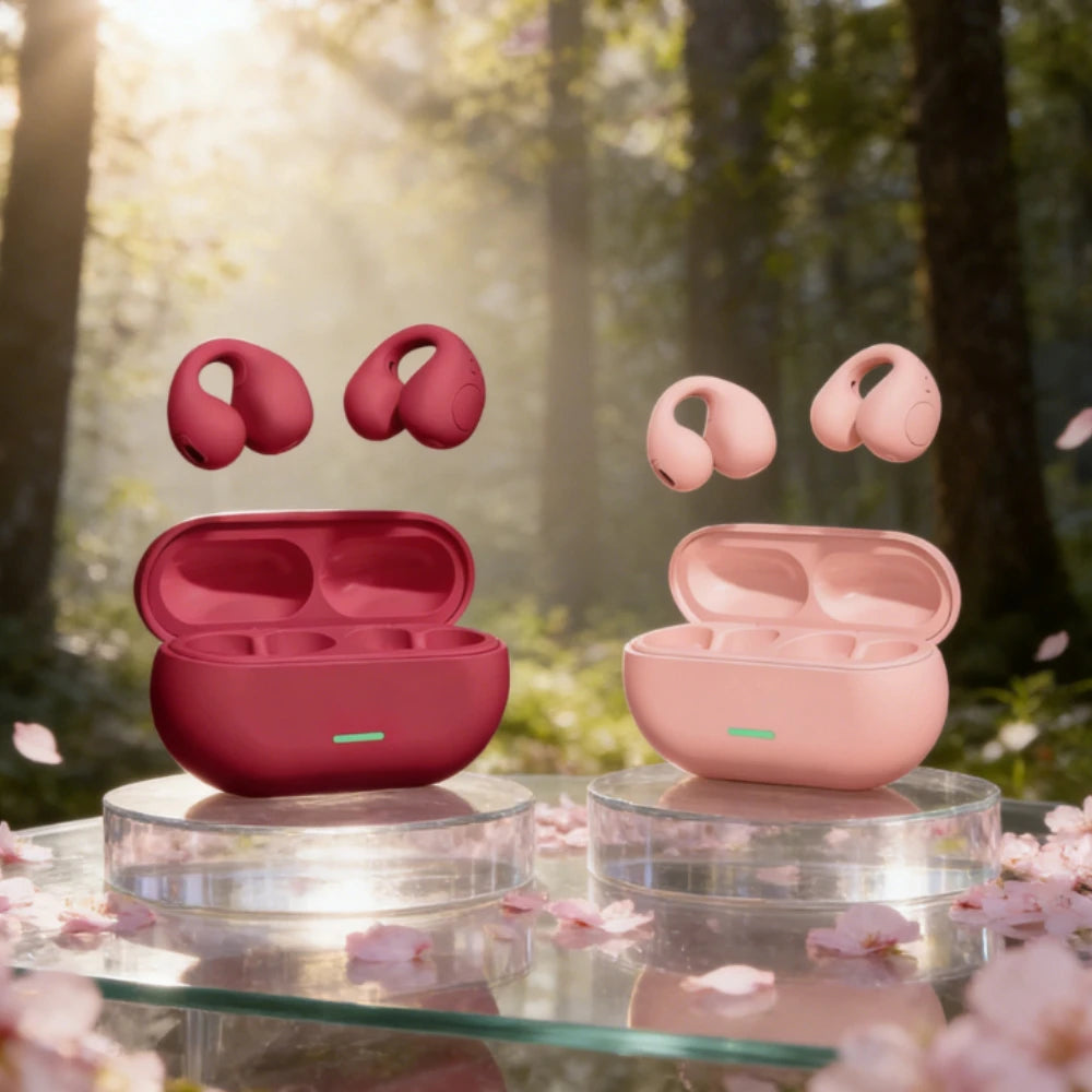 Bluetooth 5.3 Wireless Bone Conduction Headphones Clip Ear Music Noise Canceling Headset HD Call Sports Gaming Earphone