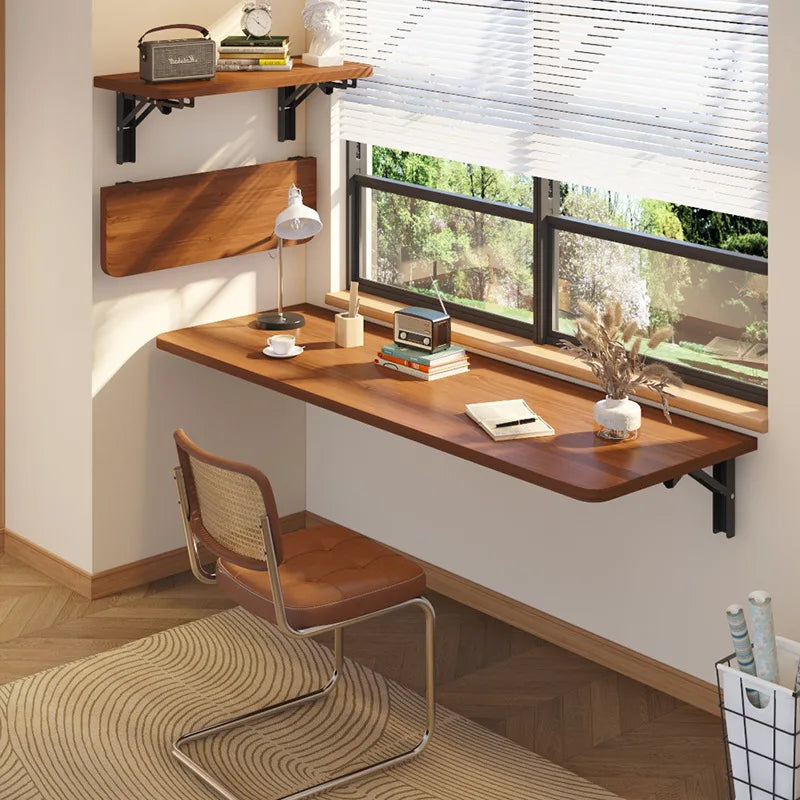 Wall Mounted Folding Table, Space Saving Fold Down Desk with Sturdy Metal Frame Home Office Study Writing Table Furniture
