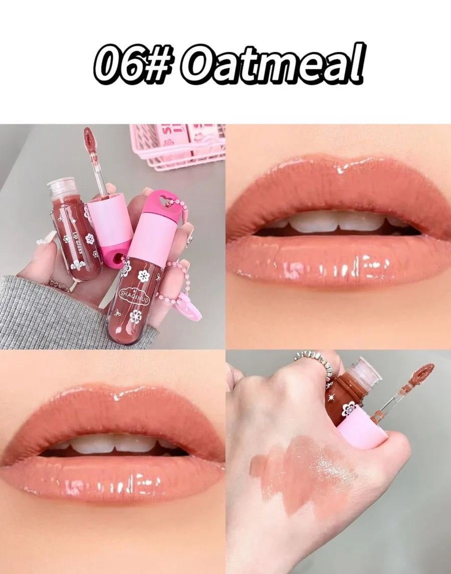 SHAQINUO Lustrous, tender and watery lip gloss, water-rich glass lips, mirror-like light makeup