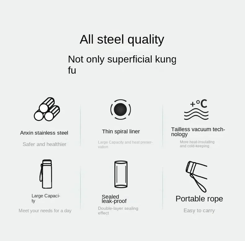 Thermos Bottle 1L Thermal Water Bottle Stainless Steel Insulated Cup Gradient Color Lid Strap Travel Outdoor Sports Wholesale