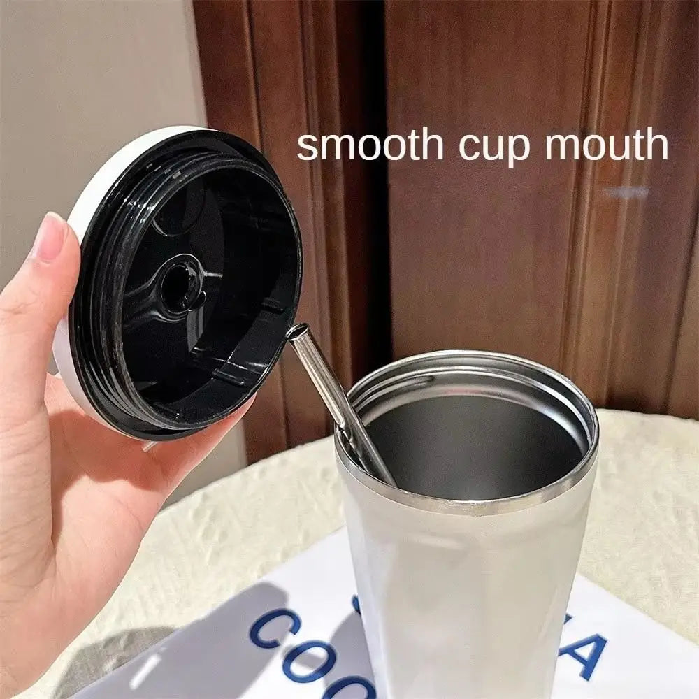 Creative Travel Insulated Tumbler Vacuum Insulated with Straw Stainless Steel Thermal Mug Leak Proof 600ML Fashion Thermos Cup