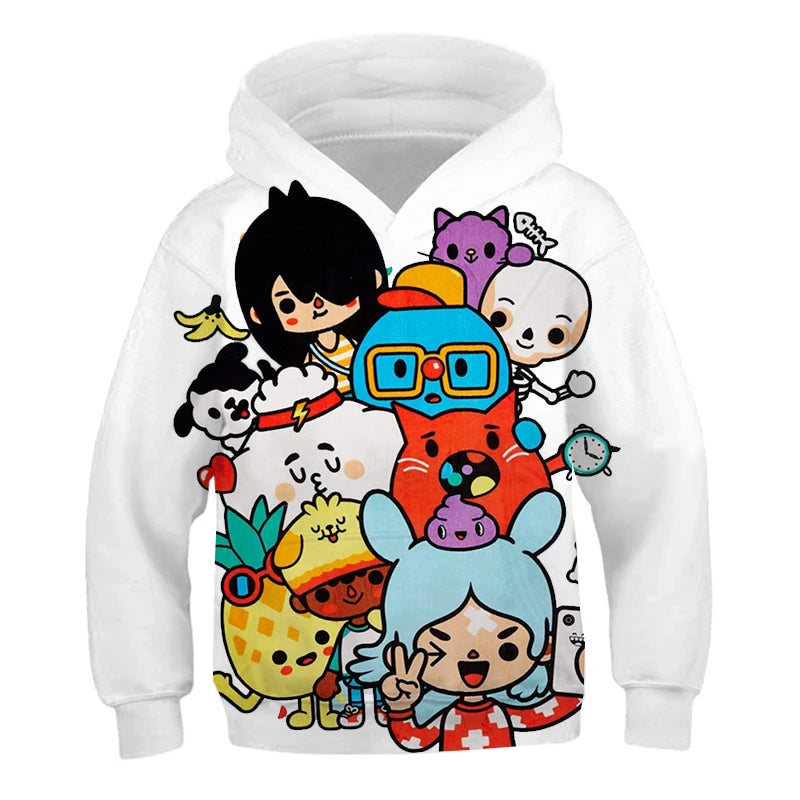 Hoodies 3D Print Game Toca Life World Toca Boca Virtual Toy Creator Sweatshirts Boy Girl Hooded Sweatshirts Kids Oversize Hoodie