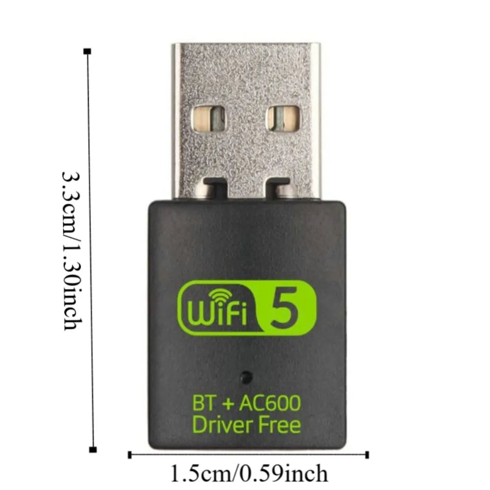 600Mbps Bluetooth 5.0 2 in1 Dongle Bluetooth USB2.0 Wifi Network Adapter Dual Band Free Driver Wireless Network Card Home Office