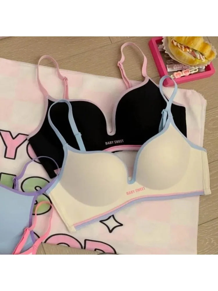 Push Up Seamless Bra for Small Chest | Colorful Dopamine Padded Bralette | Comfort Lift & Sexy Look for Women  Bra and Panty Set