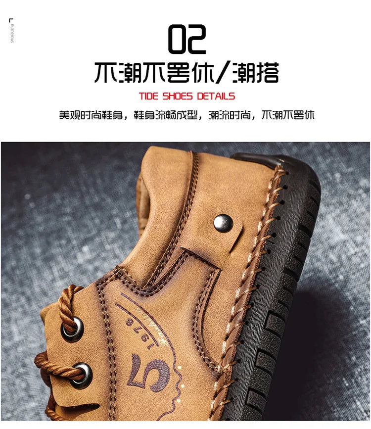 Shoes for Men Leather Casual Shoes Fashion Soft Homme Outdoor Comfortable High Quality Classic Ankle Non-slip Flats