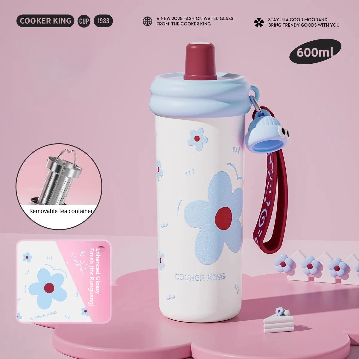 COOKER KinG Thermos Water Bottles Stainless Steel Thermal Straw Cup Tumbler Keep Cold and Hot Travel Mug Home Office Drinkware