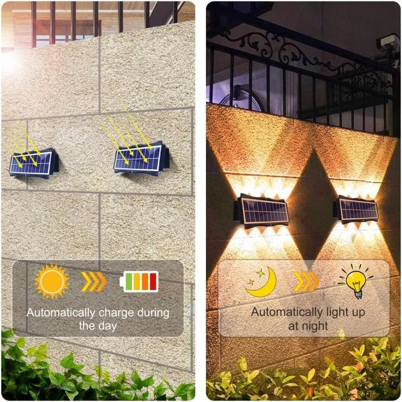 Solar LED Light Wall Lamp Outdoor Waterproof High Brightness Up and Down Luminous Lighting for Outdoor Garden Decoration