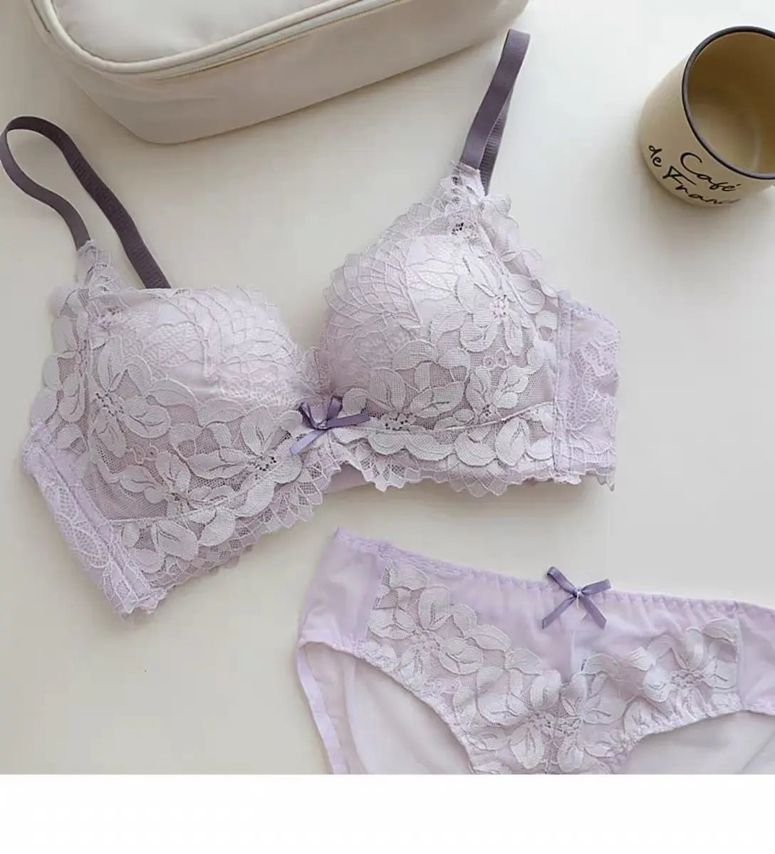 Women's Japanese Style Bra & Panty Set Luxury Lace Push Up Small Bust Support Adjustable Comfort No Gap Wirefree Free Shipping