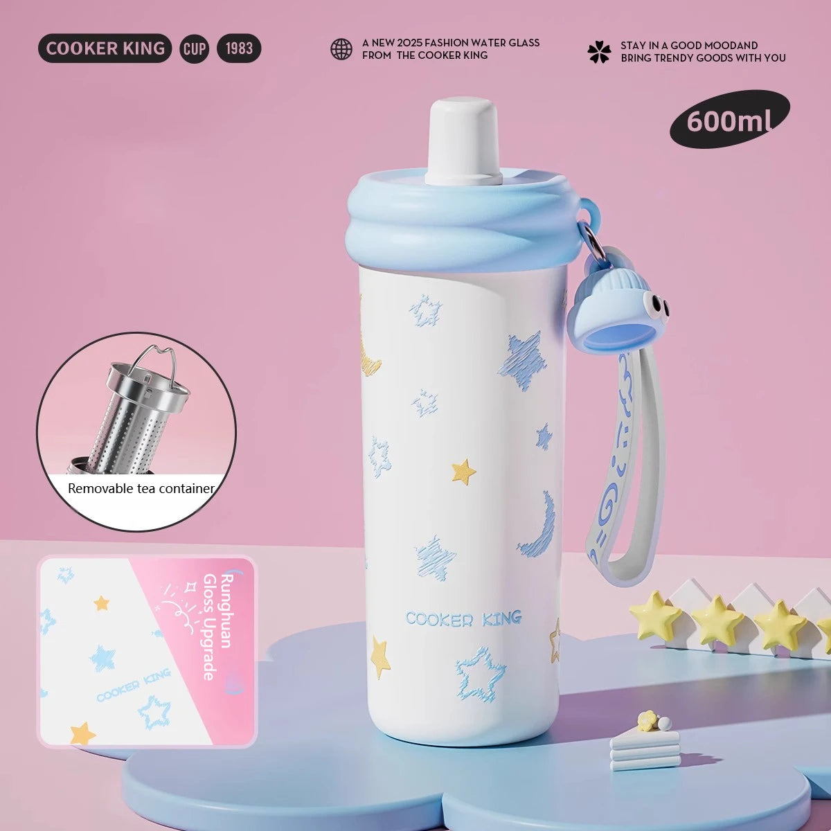 COOKER KinG Thermos Water Bottles Stainless Steel Thermal Straw Cup Tumbler Keep Cold and Hot Travel Mug Home Office Drinkware