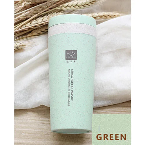Portable 300ml Thermos Bottle Healthy Plastic Wheat Fiber Cup Double Layer Thermal Mug Office Coffee Tea Water Bottle Travel Mug