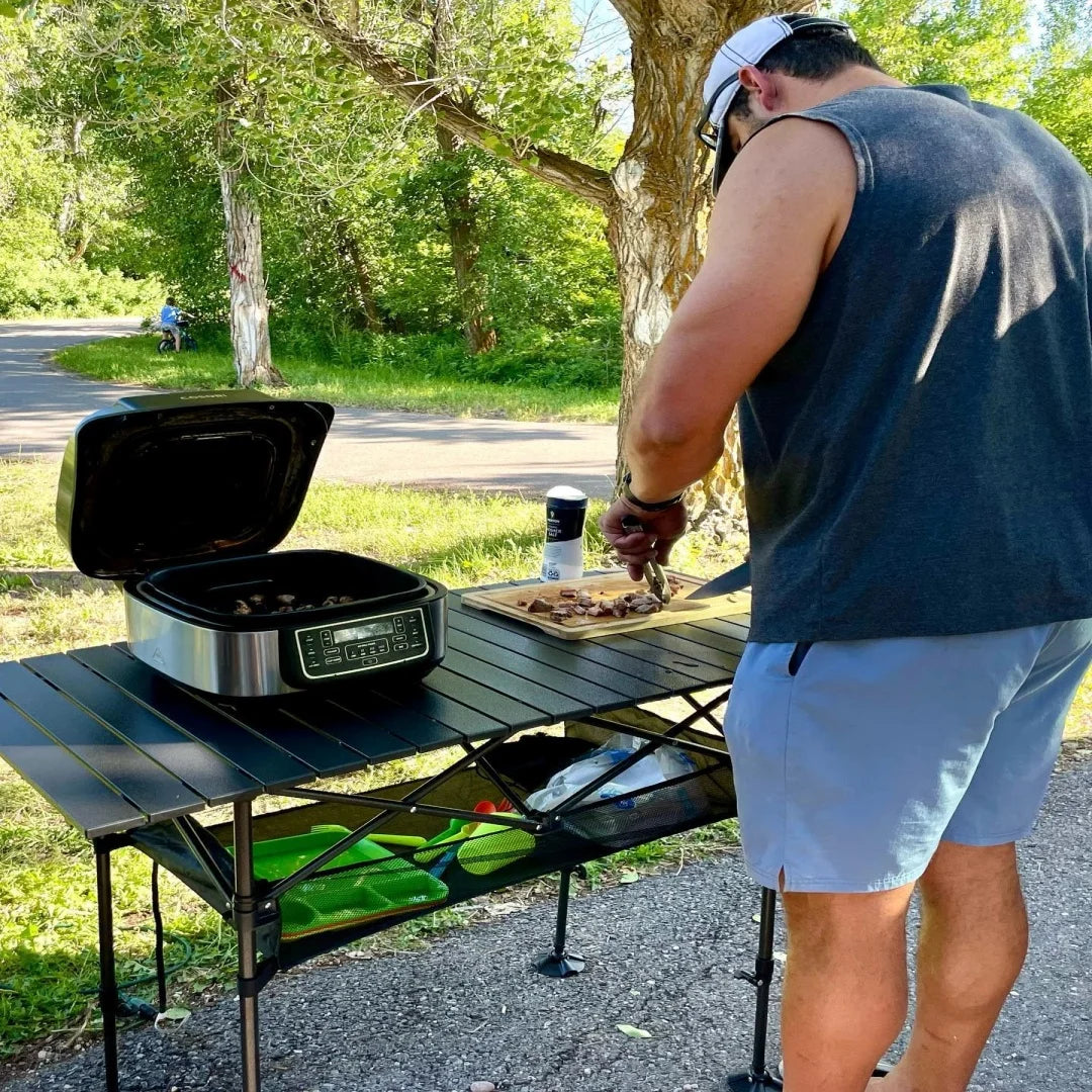 Folding Camping Table Portable Roll-up Table With Adjustable Height Large Storage Bag Carrying Bag For Outdoor&Indoor Picnic BBQ