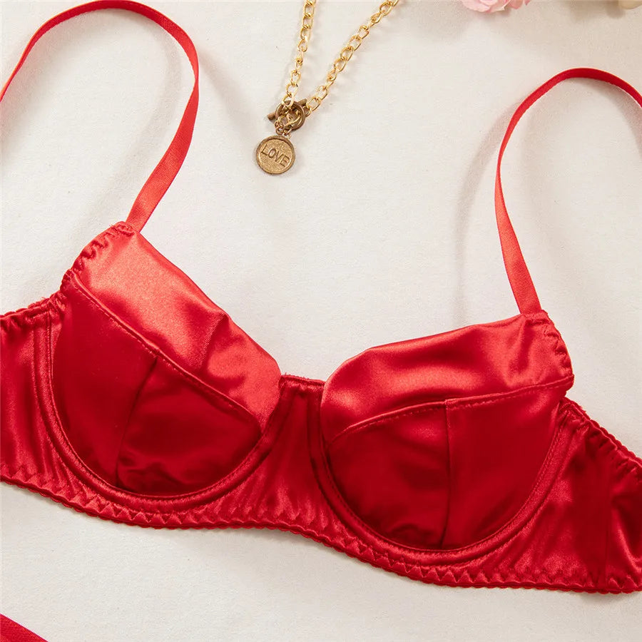Female Sexy Bra Brief Sets Traceless Solid Romantic Lingerie Vintage Thin Underwear Panties Comfortable New Arrival Exotic Sets