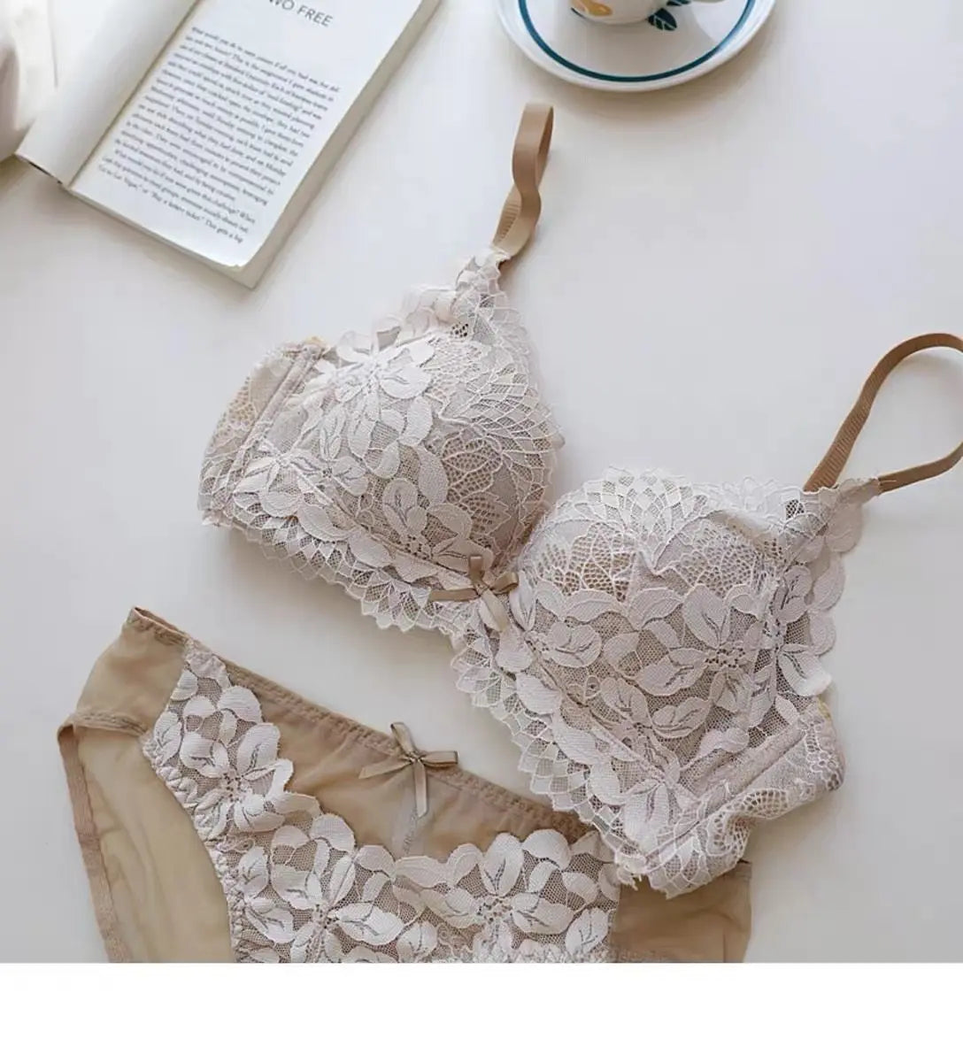 Women's Japanese Style Bra & Panty Set Luxury Lace Push Up Small Bust Support Adjustable Comfort No Gap Wirefree Free Shipping