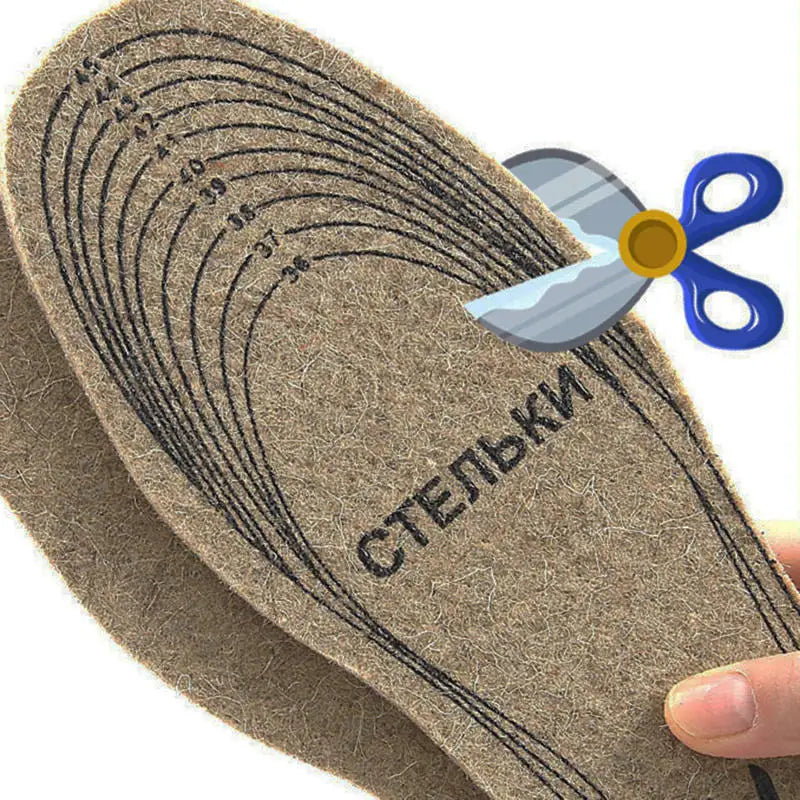 Wool Felt Insoles For Shoes Men Women Warm Shock-absorbing Insoles Shoes Pad Inlegzolen Heren Plantillas Adhesivas Para Zapatos