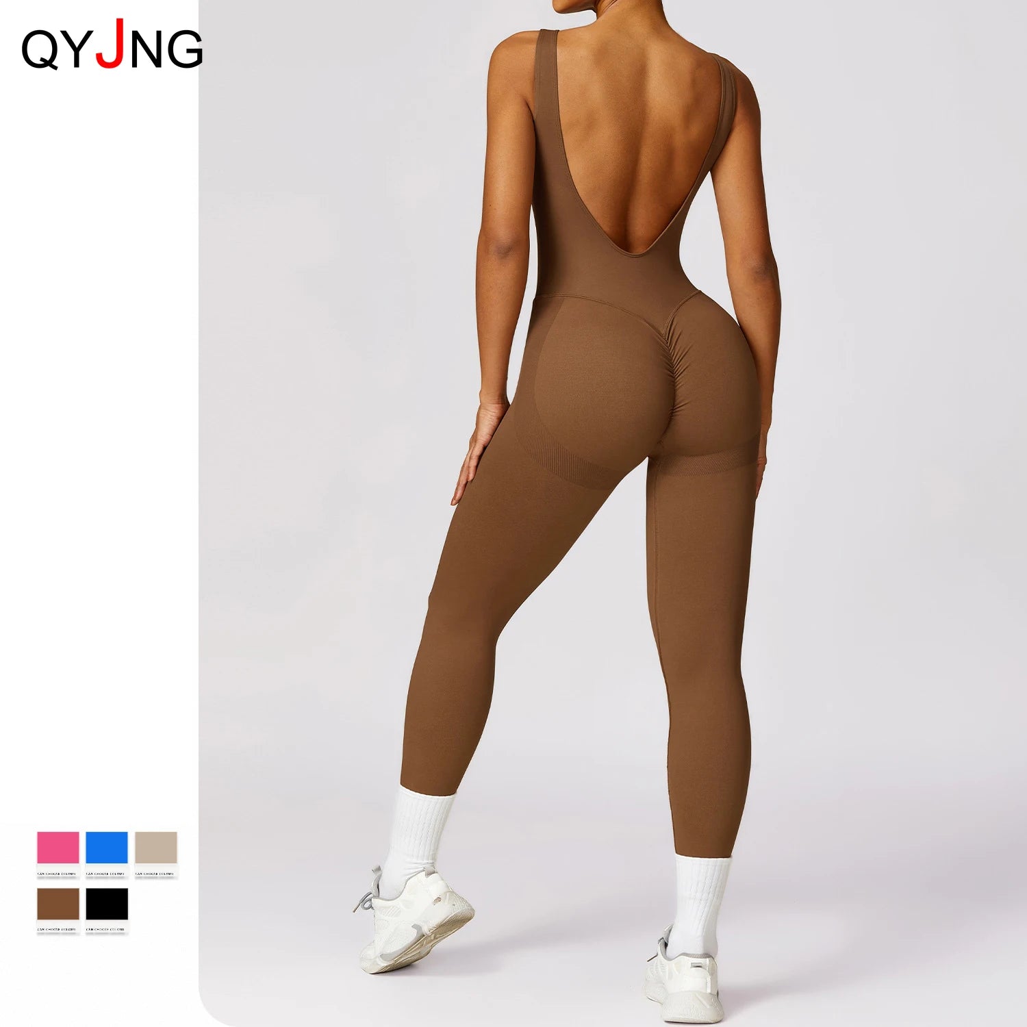 Backless Scrunch Sport Jumpsuits Raises Butt Women Sexy Monkeys One Piece Yoga Clothes Seamless Gym Fitness Dance Overalls Black