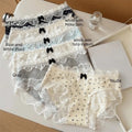 Lingerie Mid Waist Sweet Lace Panties Tulip Bow Underwear for Women Polka Dot Grid Floral Cotton Pnaties Female