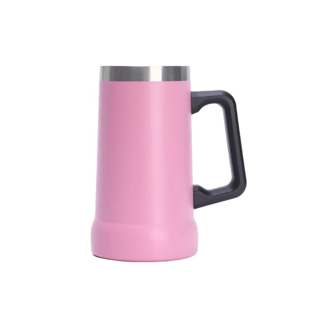 Household 24 OZ Thermal Drink Mug Big Capacity Stainless Steel Coffee Tumbler with Handle Vacuum Thermos Cup Summer