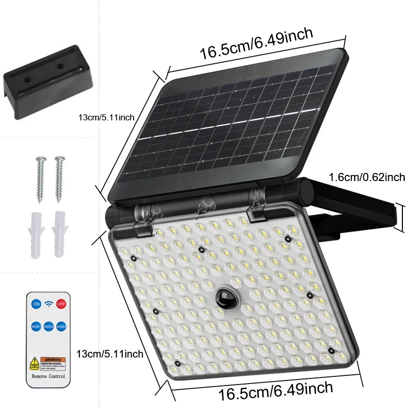 Solar Lights Outdoor 137 LED 3 Modes Motion Sensor Flood Lights with Remote IP65 Waterproof Security Solar Lights for Outside