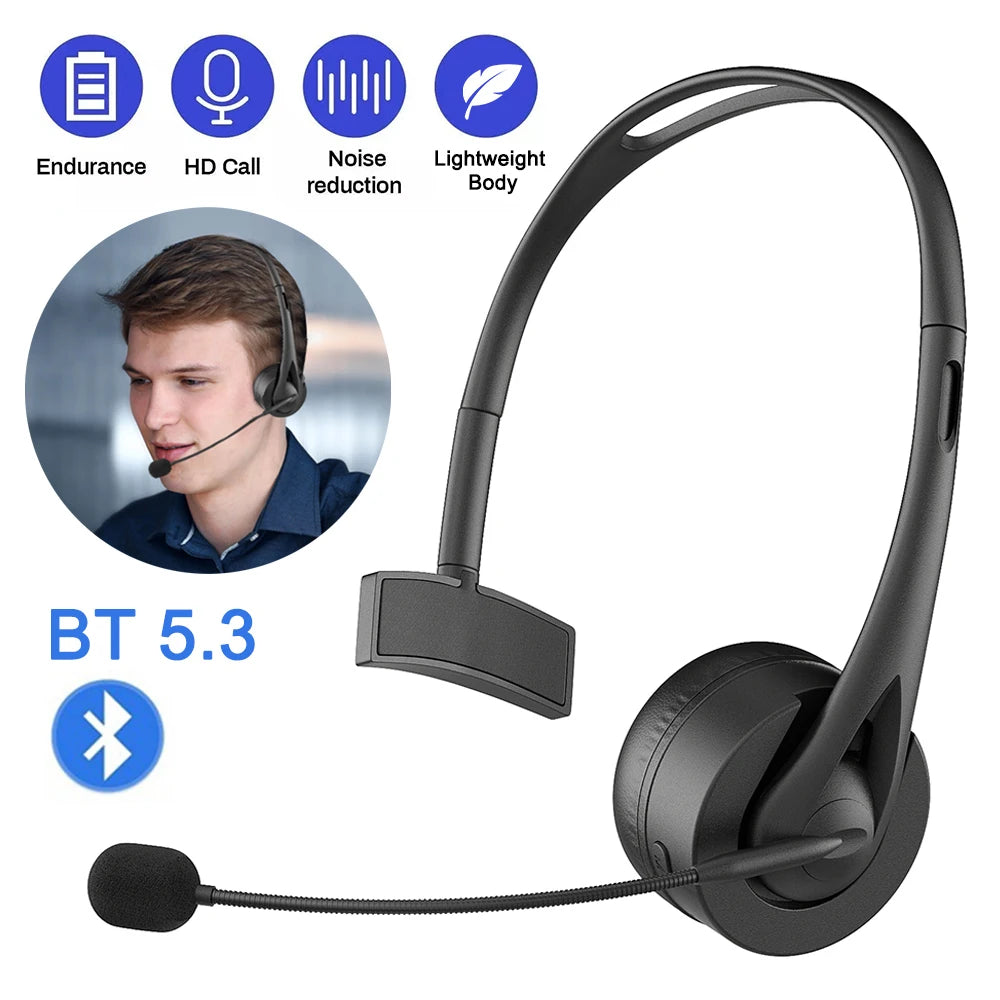Bluetooth 5.3 Truck Driver Headset Wireless With Noise-cancelling Microphone Wireless Headphones For Mobile And PC Stereo