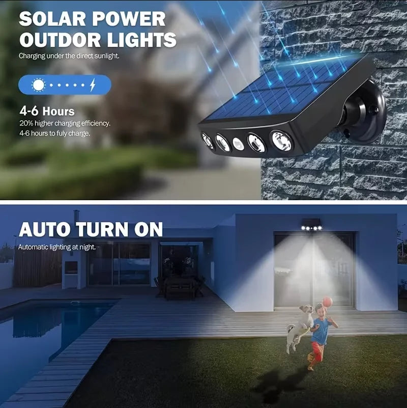 4 LED Powerful Solar Security Lights Outdoor Decor Sensor Motion 3 Modes Street Waterproof Lamp Wall Night Work Light for Garden