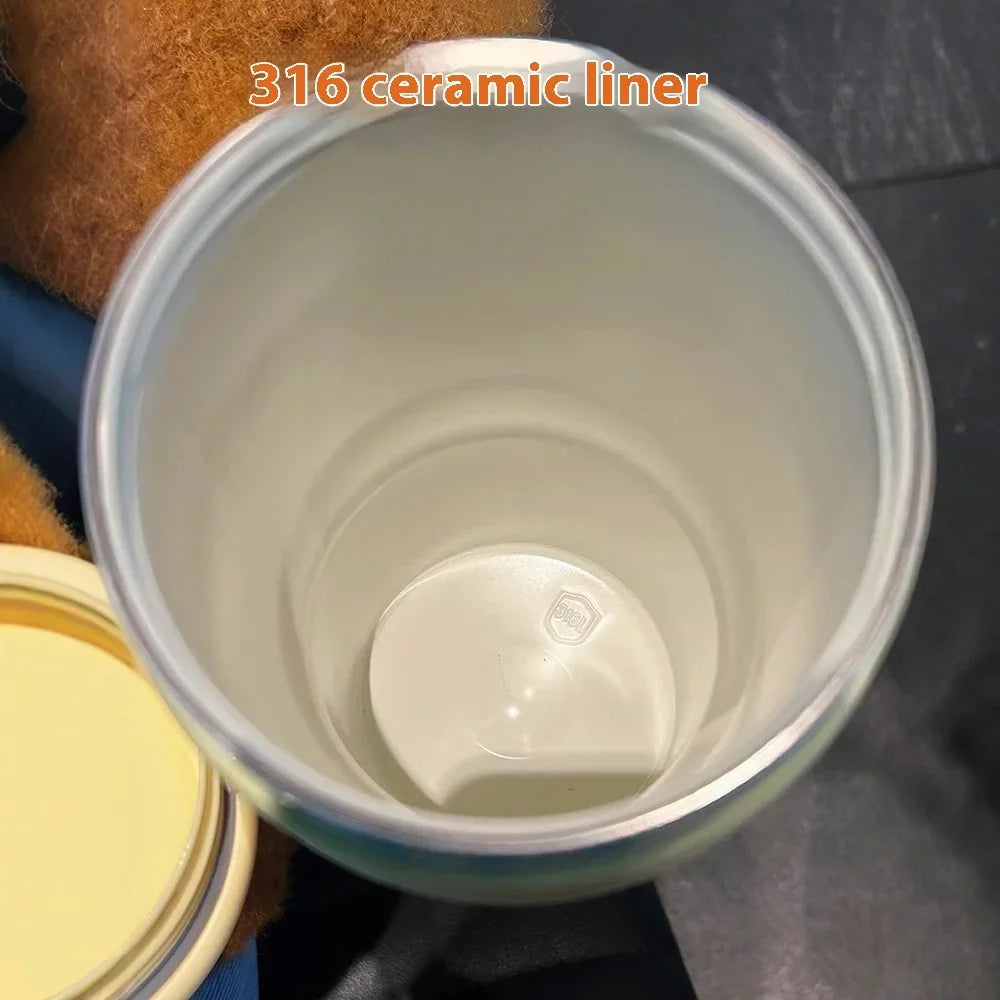 1200ml Vacuum Insulated Thermos 316 Ceramic Inner Insulated Cup Portable Thermal Mug Large Capacity Tumbler Coffee Mug Clod Hot